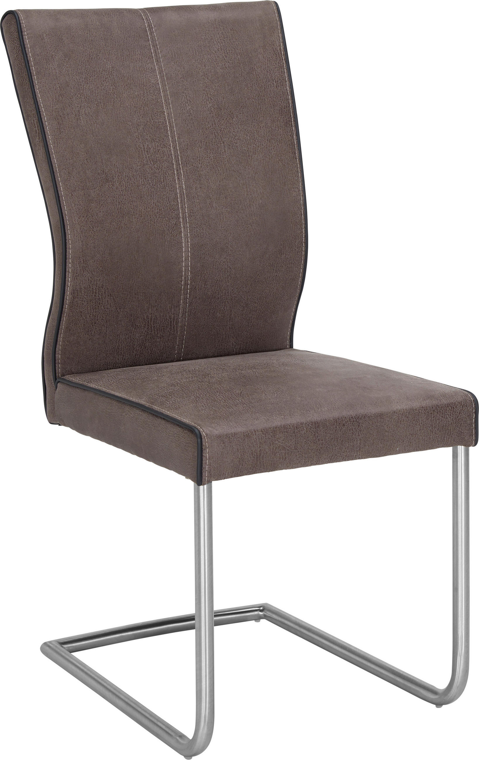 STOLICA  braon, crna, boja nerđajućeg čelika       - boja nerđajućeg čelika/braon, Dizajnerski, metal/tekstil (44,5/99/63cm) - Novel