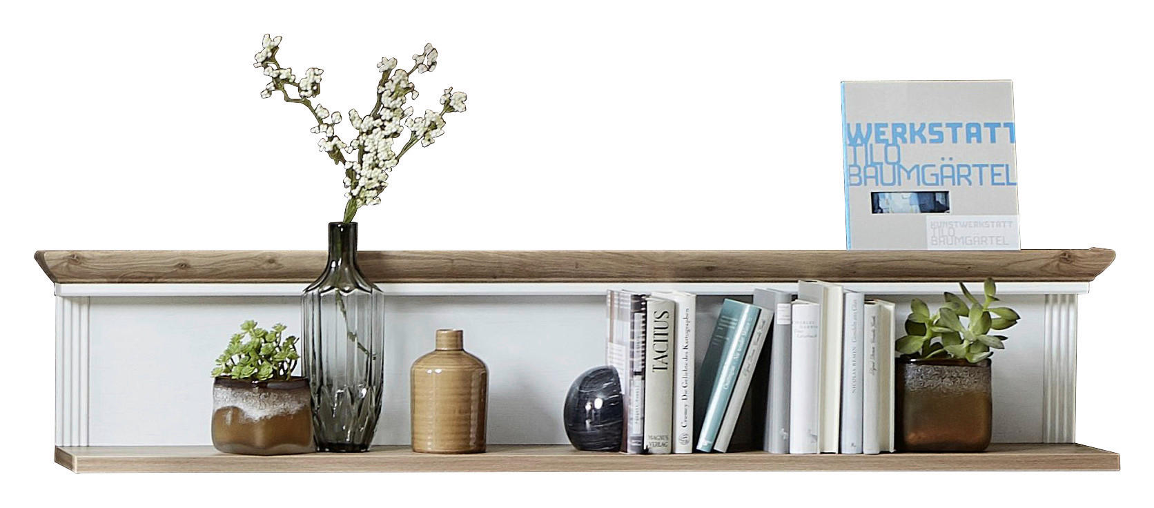 Poliță De Perete 142/29/20 cm, alb, culoare lemn stejar