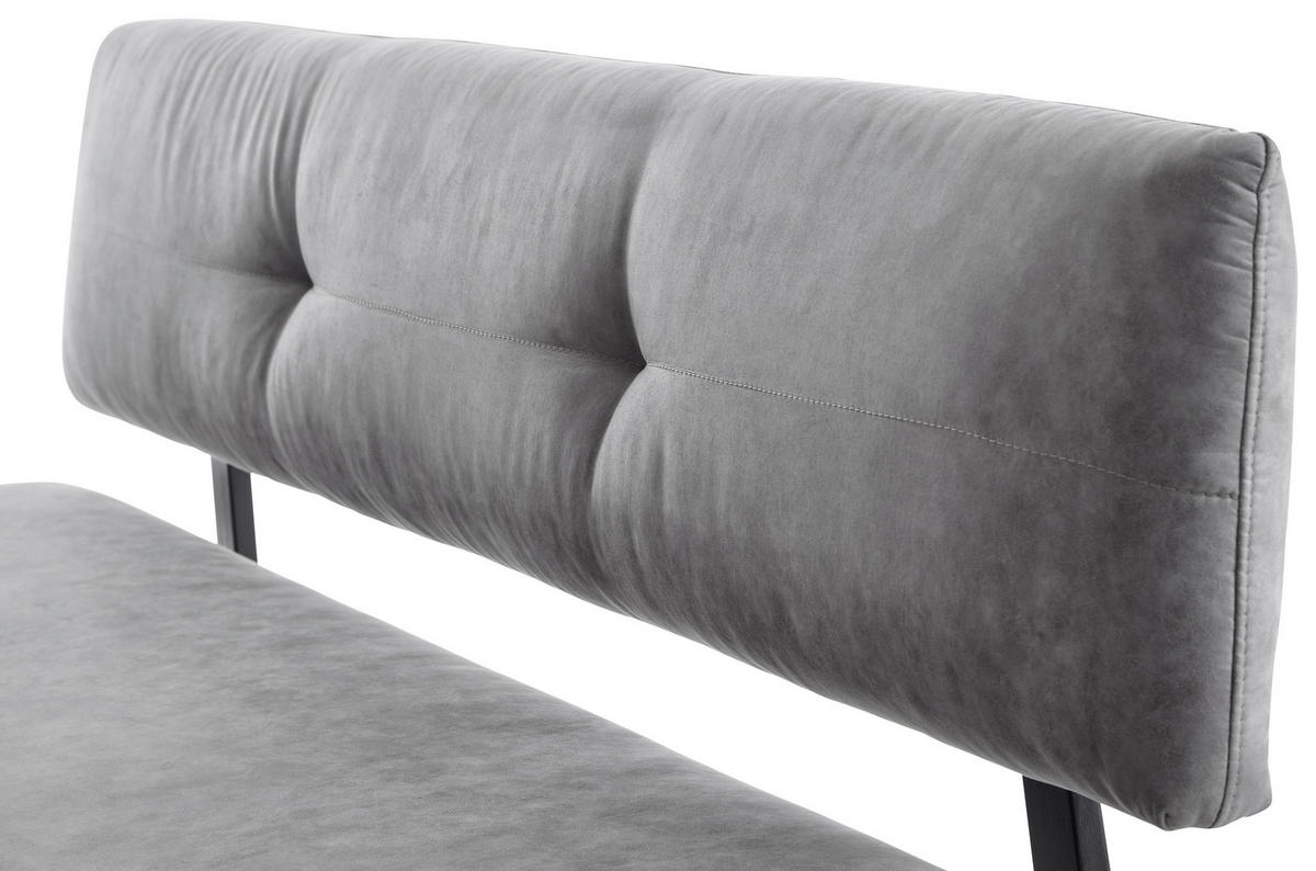 SITZBANK 180/86/60 cm Mikrofaser Grau, Schwarz  - Schwarz/Grau, MODERN, Textil/Metall (180/86/60cm) - Cantus