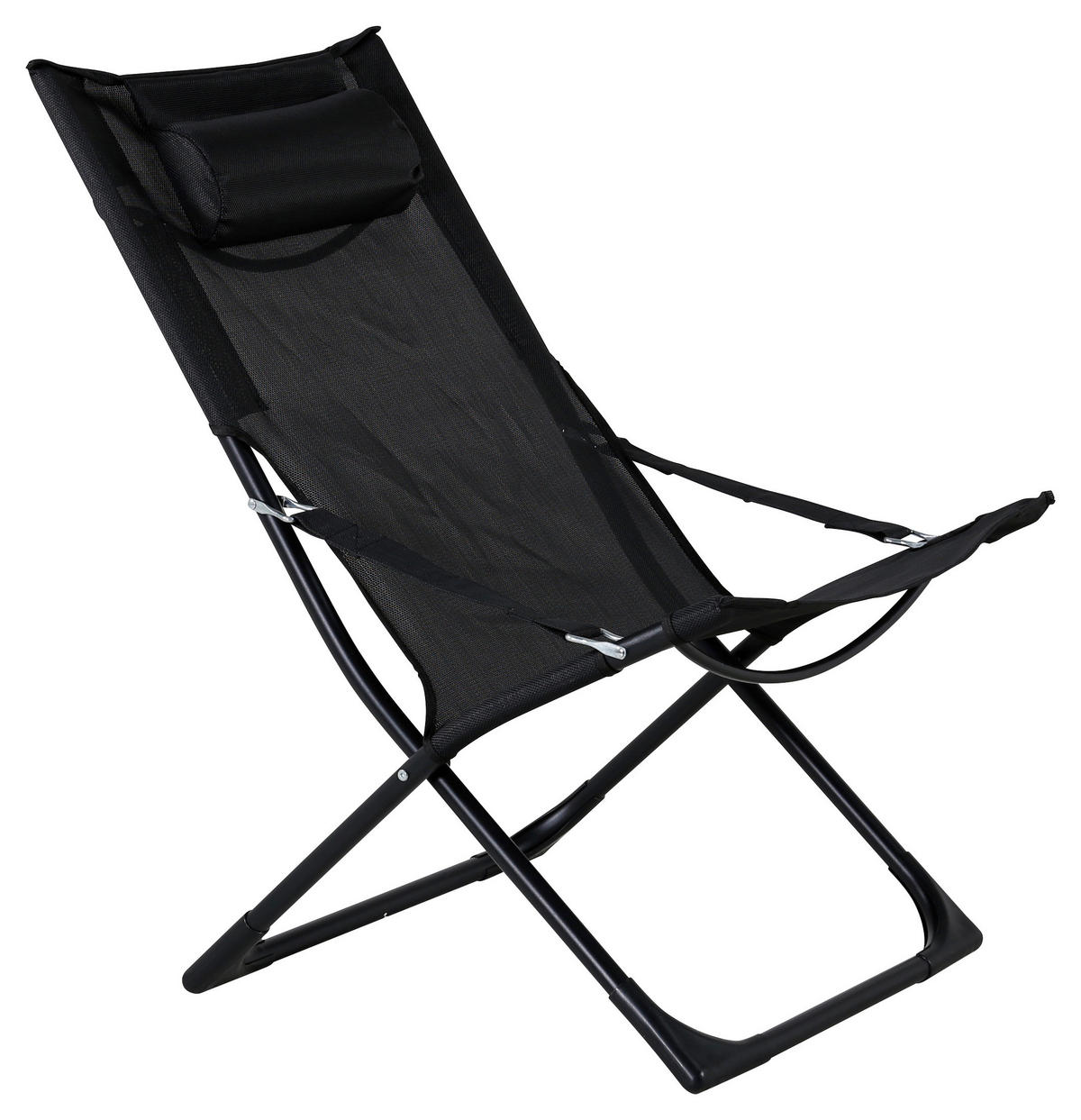 STRANDSTUHL Stahl Schwarz  - Schwarz, KONVENTIONELL, Textil/Metall (63/89/84cm) - Gardenson