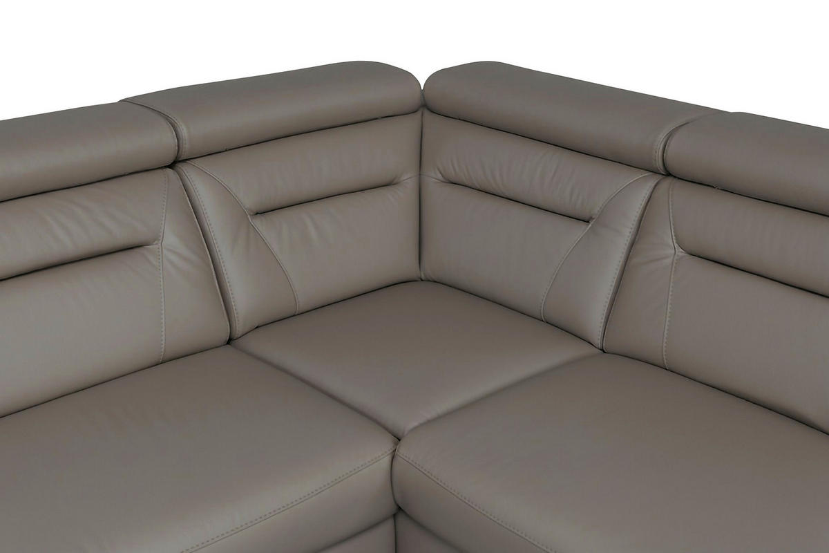 ECKSOFA  in Lederlook Echtleder Schlammfarben  - Wengefarben/Schlammfarben, Design, Leder/Holz (212/260cm) - Celina Home
