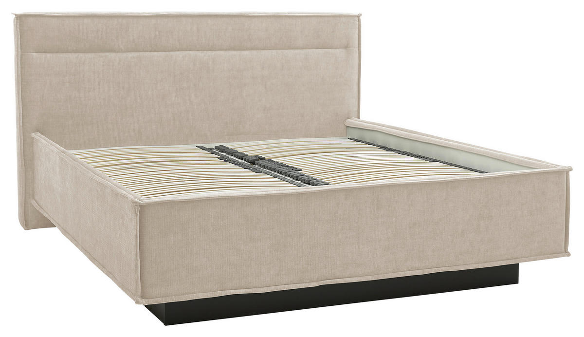 POLSTERBETT gepolstertes Kopfteil, Bettkasten, Lattenroste, Matratzen 180/200 cm  in Creme  - Schieferfarben/Creme, Design, Textil (180/200cm) - Musterring