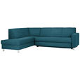 ECKSOFA in Flachgewebe Blau  198/256 cm  - Chromfarben/Blau, Design, Textil/Metall (198/256cm) - Xora