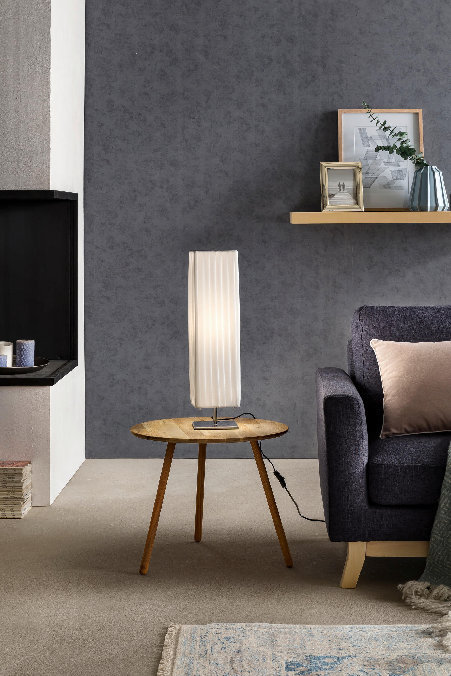 TISCHLEUCHTE 15/60/15 cm   - Chromfarben/Weiß, Design, Kunststoff/Metall (15/60/15cm) - P & B