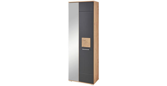 GARDEROBENSCHRANK in 65/195/38 cm - Chromfarben/Schwarz, Basics, Holzwerkstoff/Metall (65/195/38cm) - Xora
