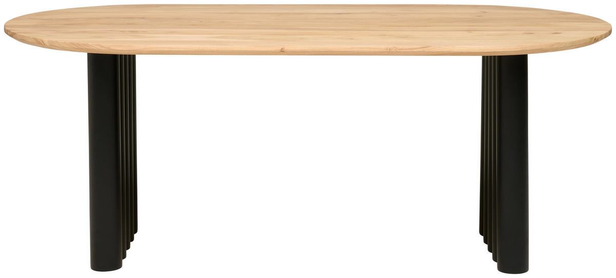 ESSTISCH 200/76/100 cm Echtholz  Holz, Metall gastro- und objekttauglich bootsförmig Schwarz, Akaziefarben  - Schwarz/Akaziefarben, MODERN, Holz/Metall (200/76/100cm) - MID.YOU