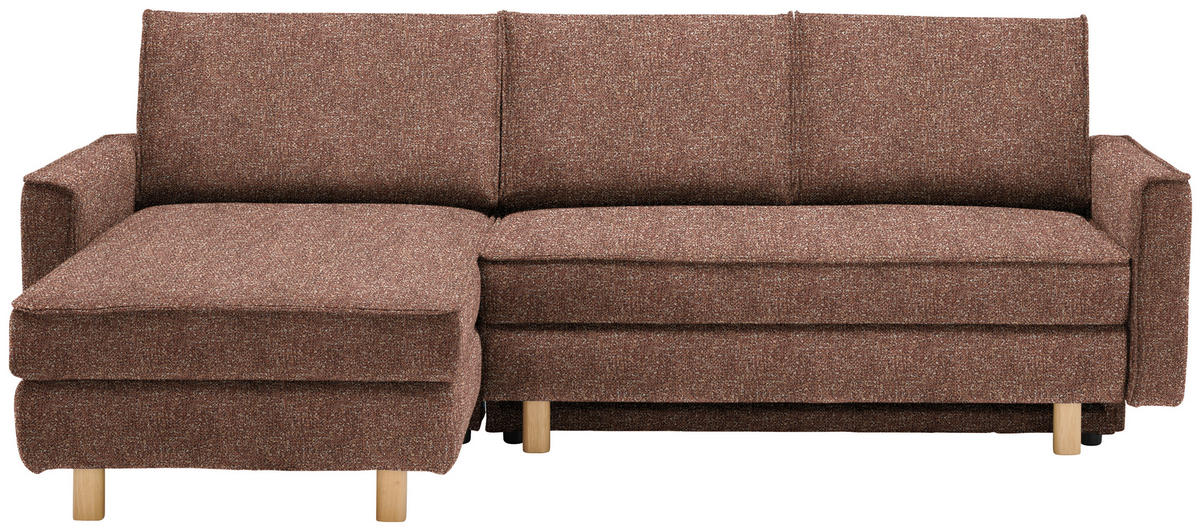 ECKSOFA  in Mikrovelours Terracotta  170/237 cm  - Eichefarben/Terracotta, KONVENTIONELL, Holz/Textil (170/237cm) - Sedda