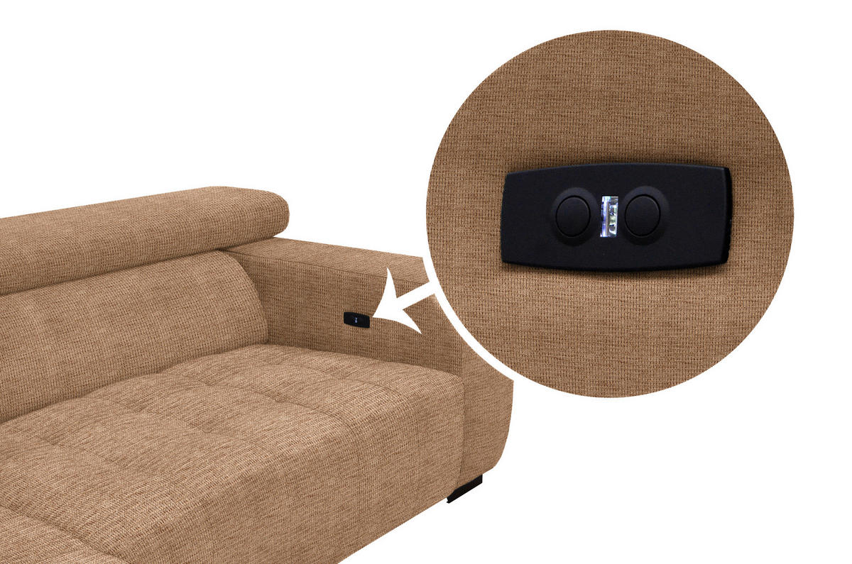 ECKSOFA in Webstoff Orange  182/279 cm  - Schwarz/Orange, KONVENTIONELL, Textil/Metall (182/279cm) - Hom`in