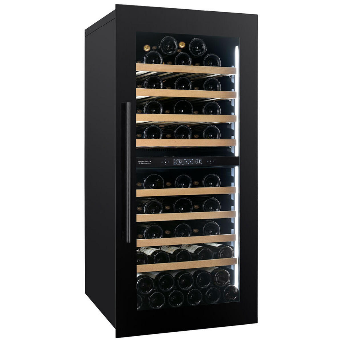 WEINKÜHLSCHRANK DVS-70.185DB  - Schwarz, Basics, Glas/Holz (59,5/121,5/68cm)