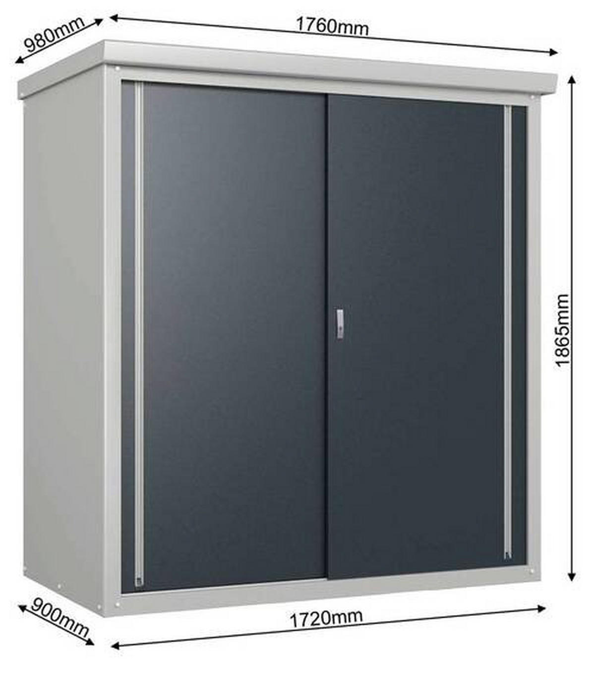 GERÄTESCHRANK 90/187/172 cm  - Anthrazit/Grau, Basics, Metall (90/187/172cm)