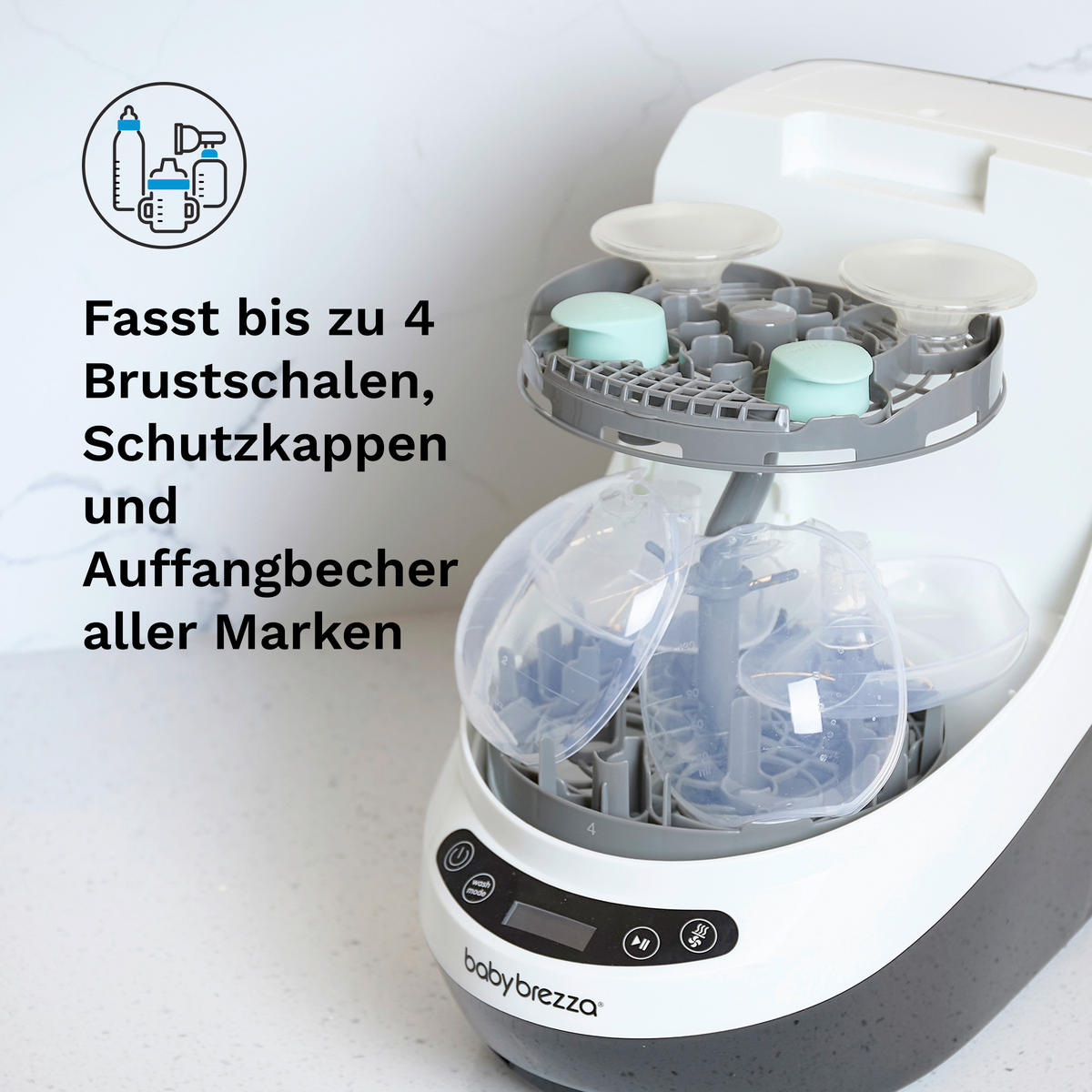 DAMPFSTERILISATOR BWP Einsatz für  Milchpumpen-Teile  - Grau, Basics, Kunststoff (8/20/20cm) - Baby Brezza