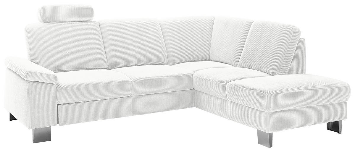 ECKSOFA in Cord Creme  - Edelstahlfarben/Creme, Konventionell, Textil/Metall (248/200cm) - Beldomo System