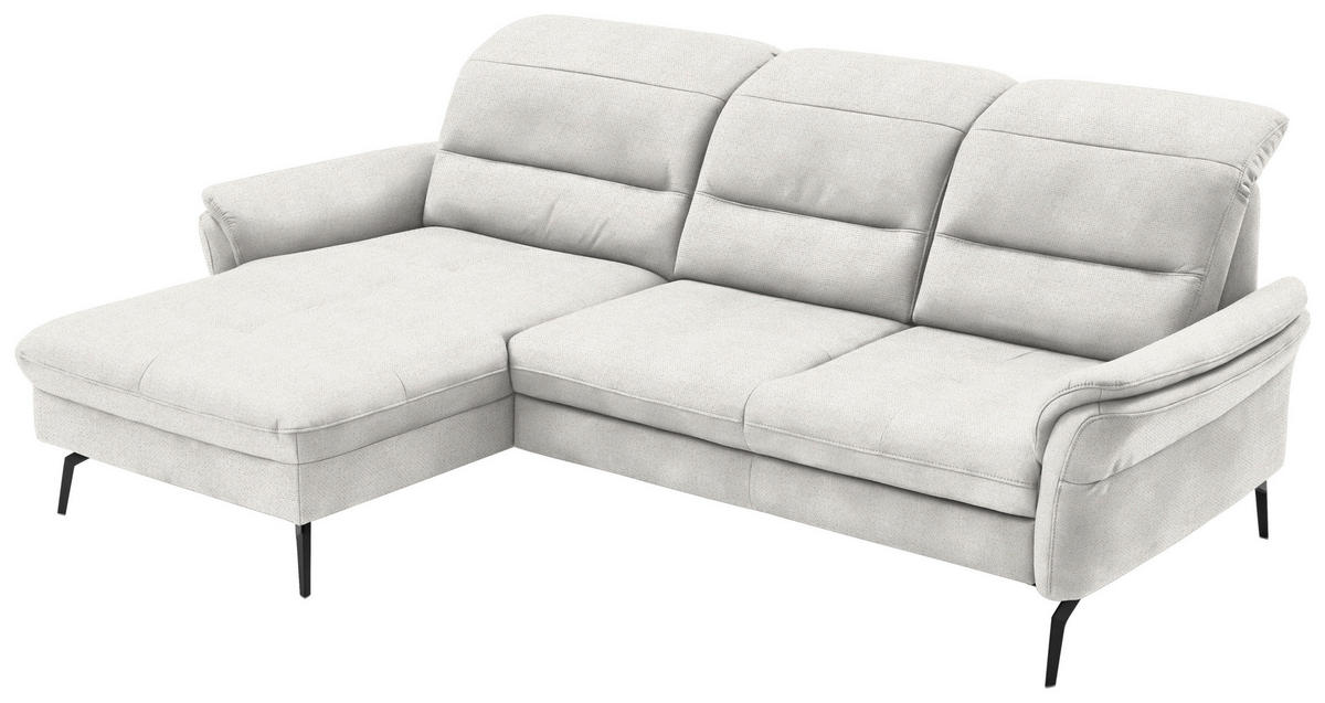 ECKSOFA in Flachgewebe Weiss  - Weiss/Schwarz, Konventionell, Textil/Metall (181/260cm) - Beldomo Speed
