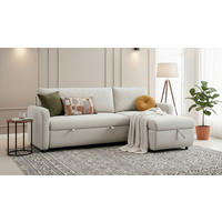 ECKSOFA Leinenoptik Beige  - Beige/Schwarz, Design, Kunststoff/Textil (152,5/225,5cm) - Livetastic