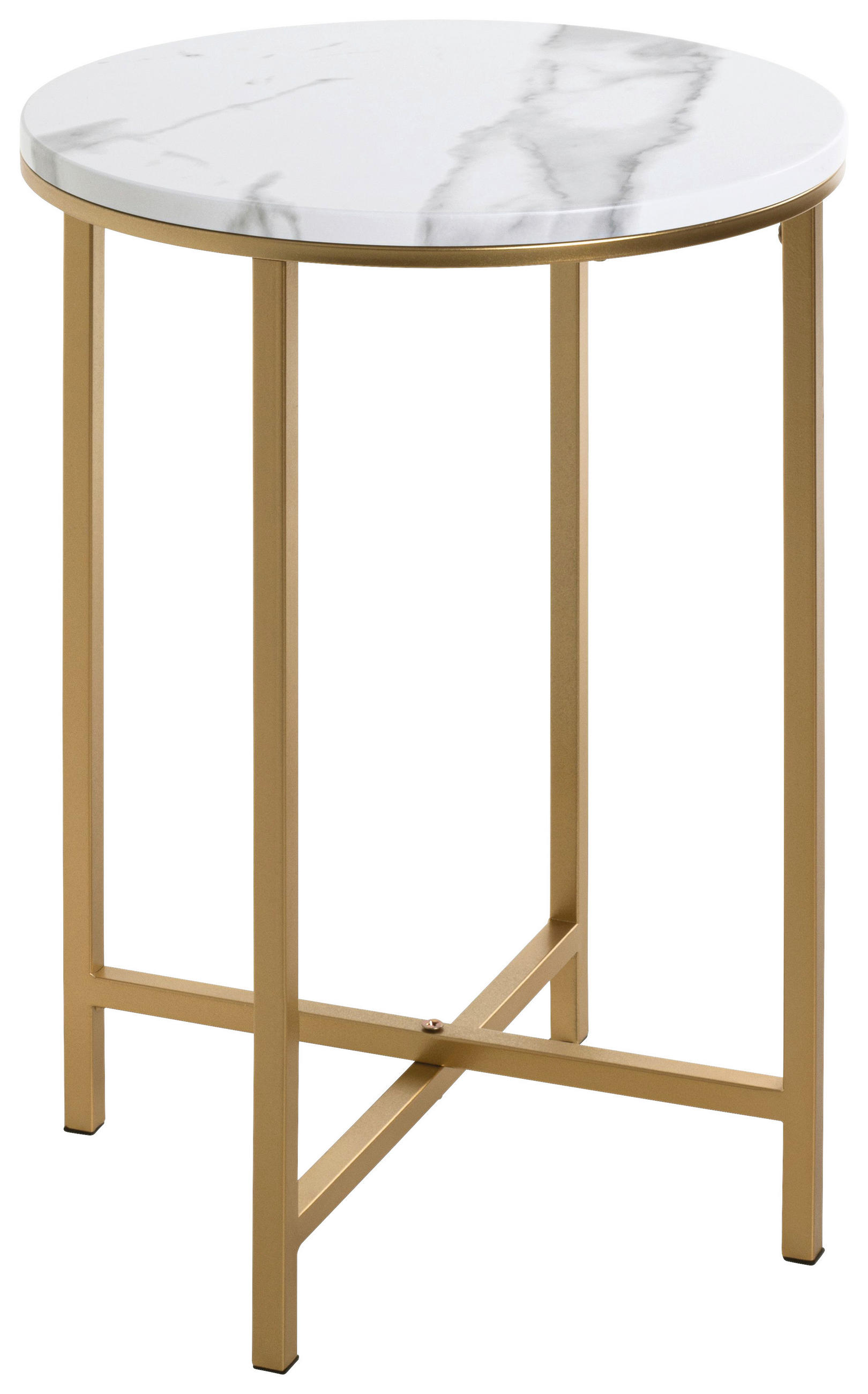 BEISTELLTISCH 39/39/53 cm Weiß, Goldfarben rund  - Goldfarben/Weiß, Trend, Holzwerkstoff/Metall (39/39/53cm)