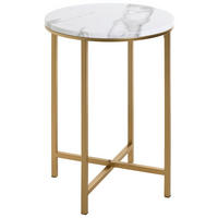 MIZICA, bela, zlate barve  - zlate barve/bela, Trend, kovina/leseni material (39/39/53cm) - MID.YOU