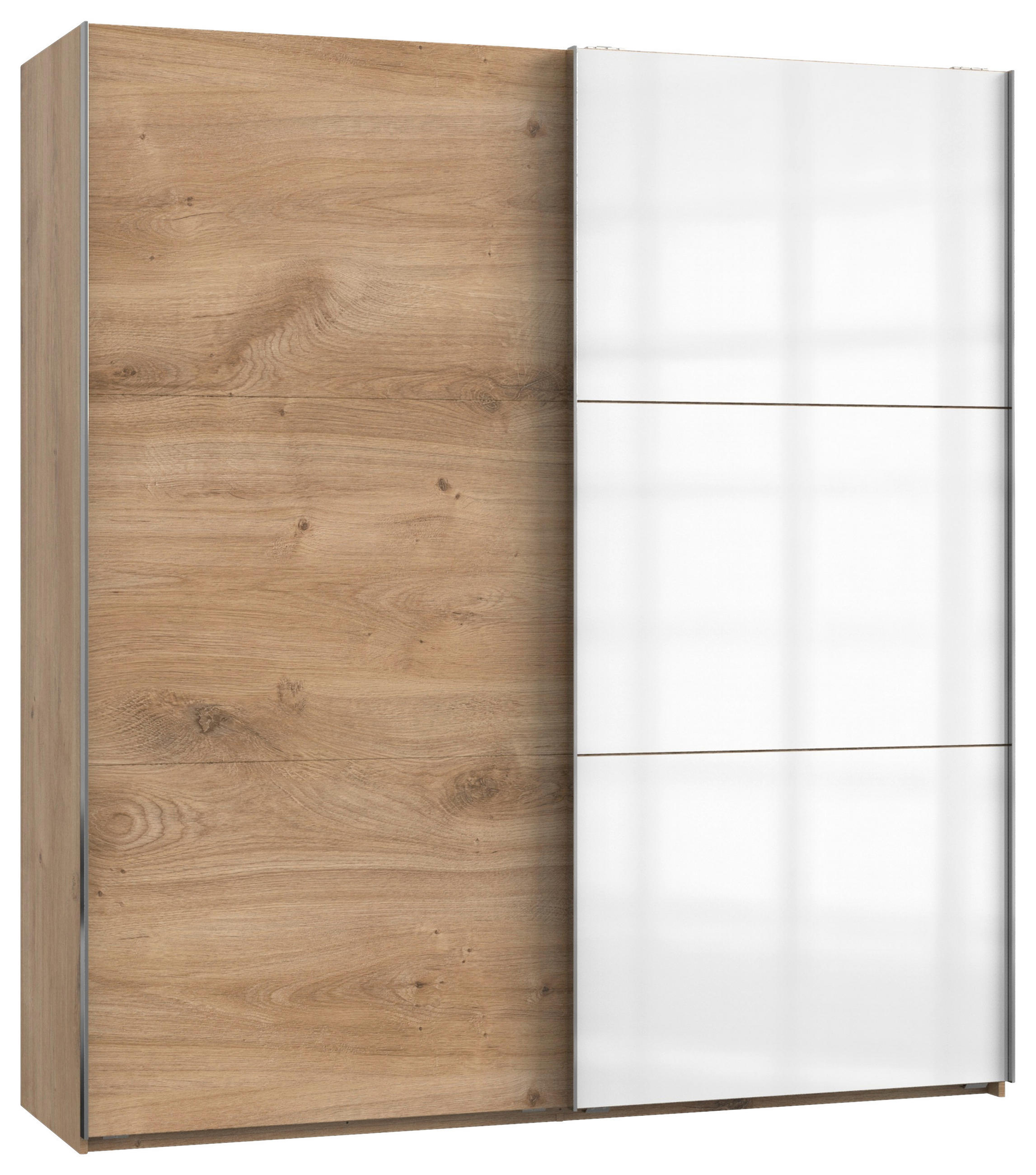 GARDEROB MED SKJUTDÖRRAR 200/216/65 cm 2-dörrar - vit/kromfärg, Modern, trämaterial (200/216/65cm) - MID.YOU