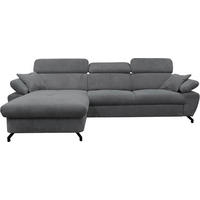 ECKSOFA OMEGA in Chenille Dunkelgrau  186/280 cm  - Dunkelgrau/Schwarz, Design, Textil/Metall (186/280cm) - MID.YOU