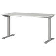 SCHREIBTISCH 140/80/72-118 cm  in Silberfarben, Hellgrau  - Silberfarben/Hellgrau, MODERN, Holzwerkstoff/Metall (140/80/72-118cm) - Novel
