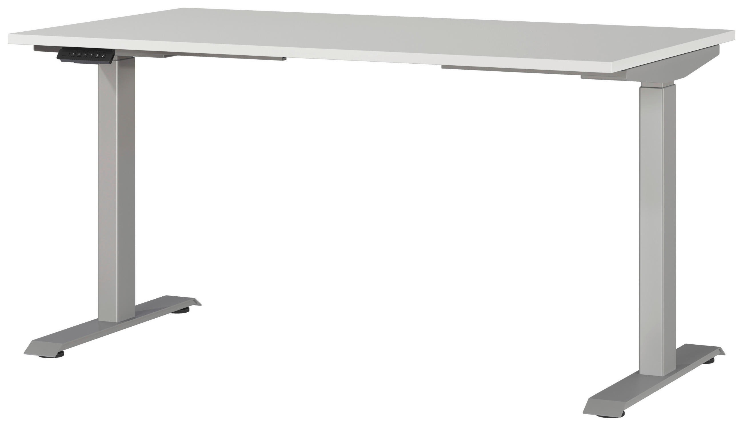 Novel Schreibtisch Silber, Hellgrau 80x72-118x140 cm