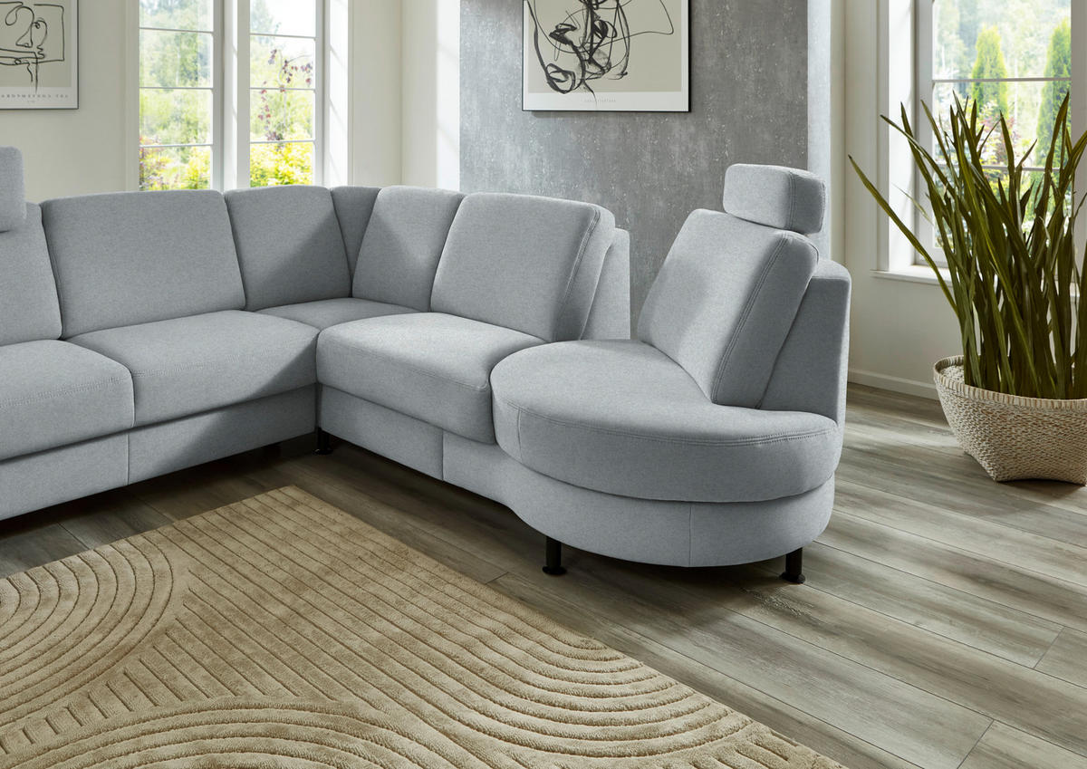 ECKSOFA  in Flachgewebe Grau  248/252 cm  - Schwarz/Grau, KONVENTIONELL, Textil/Metall (248/252cm) - Beldomo Comfort