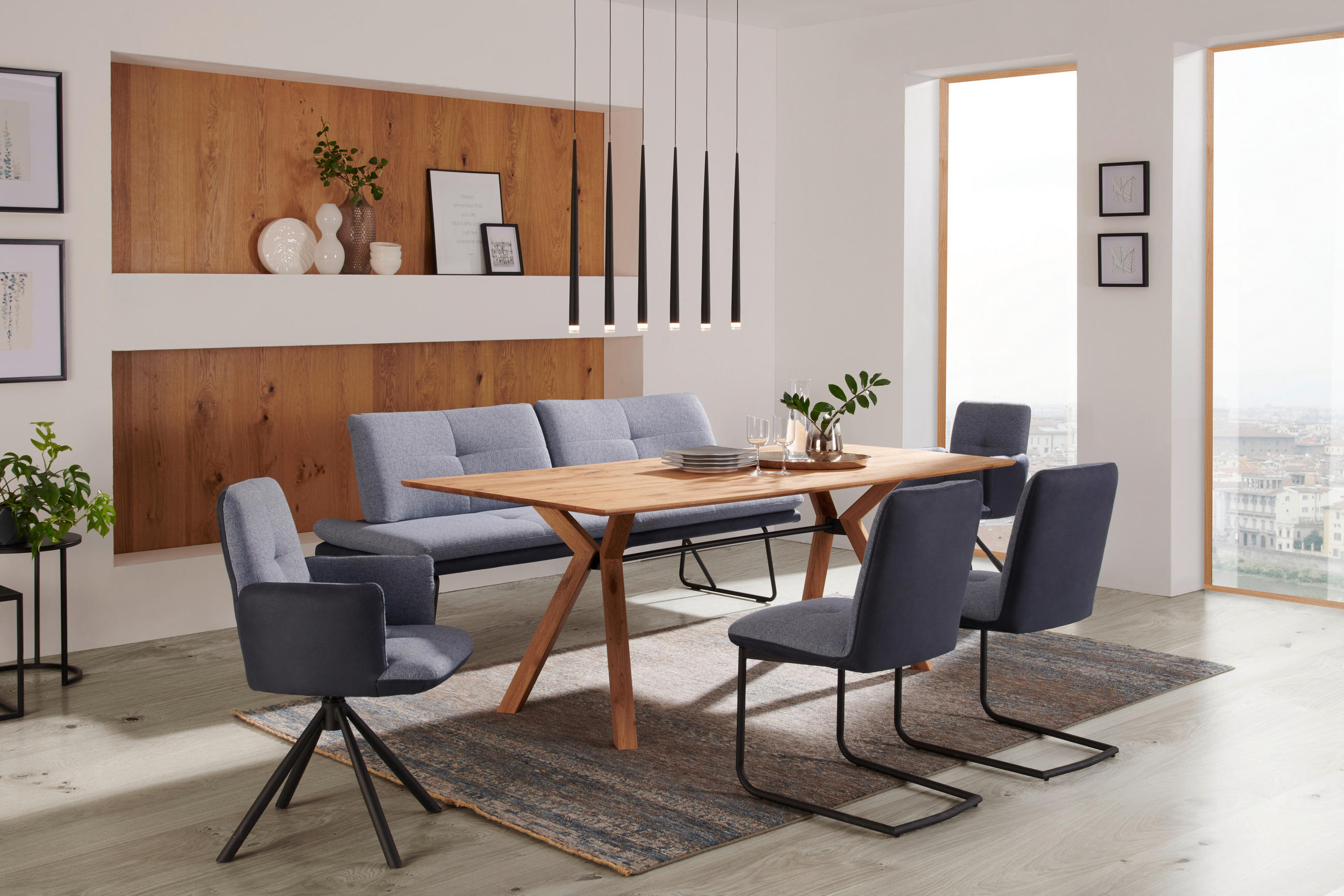 ARMLEHNSTUHL  in Stahl Flachgewebe  - Blau/Schwarz, Design, Textil/Metall (62/87/59cm) - Dieter Knoll