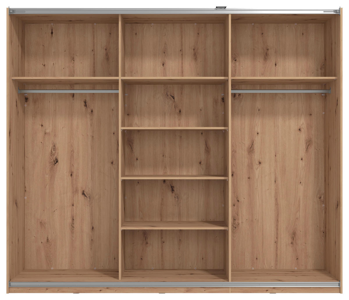 SCHWEBETÜRENSCHRANK 3-türig Schwarz, Eichefarben  - Eichefarben/Schwarz, Basics, Glas/Holzwerkstoff (262,5/224/62,5cm) - Xora