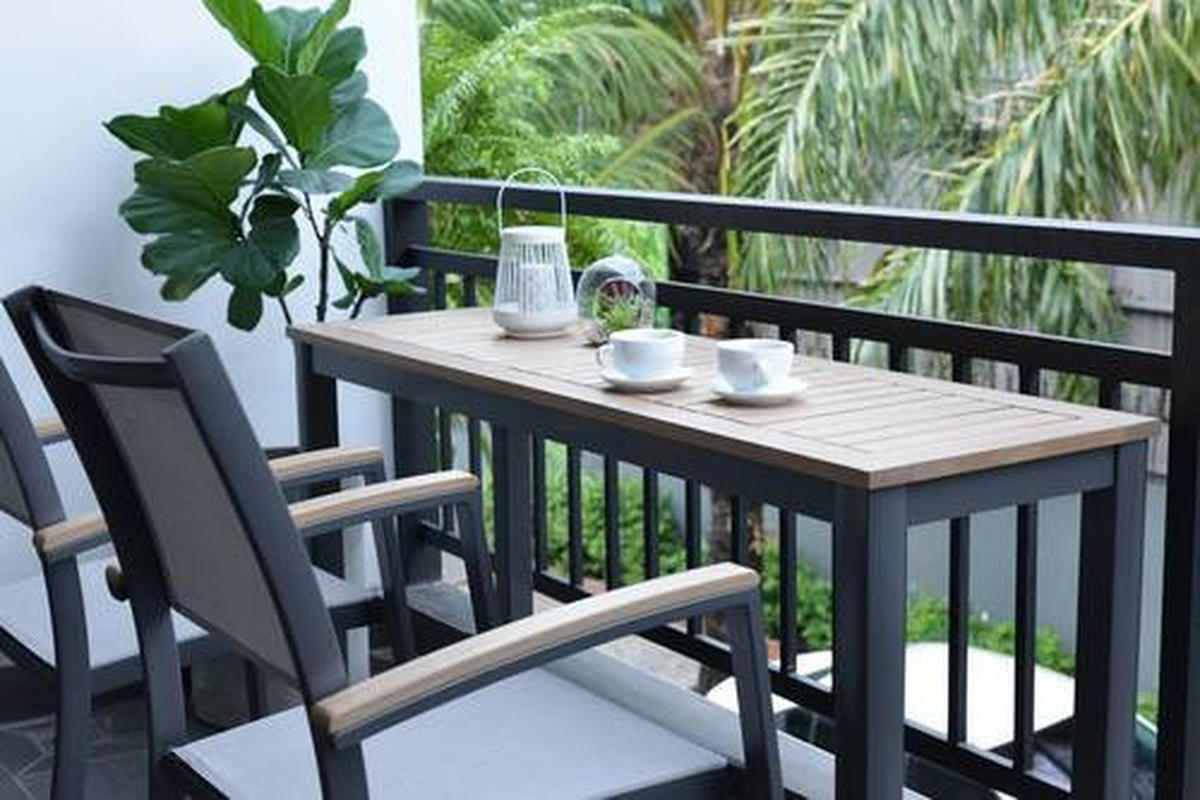 MIZA ZA BALKON les, kovina antracit, barve lesa evkaliptusa  - barve lesa evkaliptusa/antracit, Design, kovina/les (137/43/75cm) - Ambia Garden