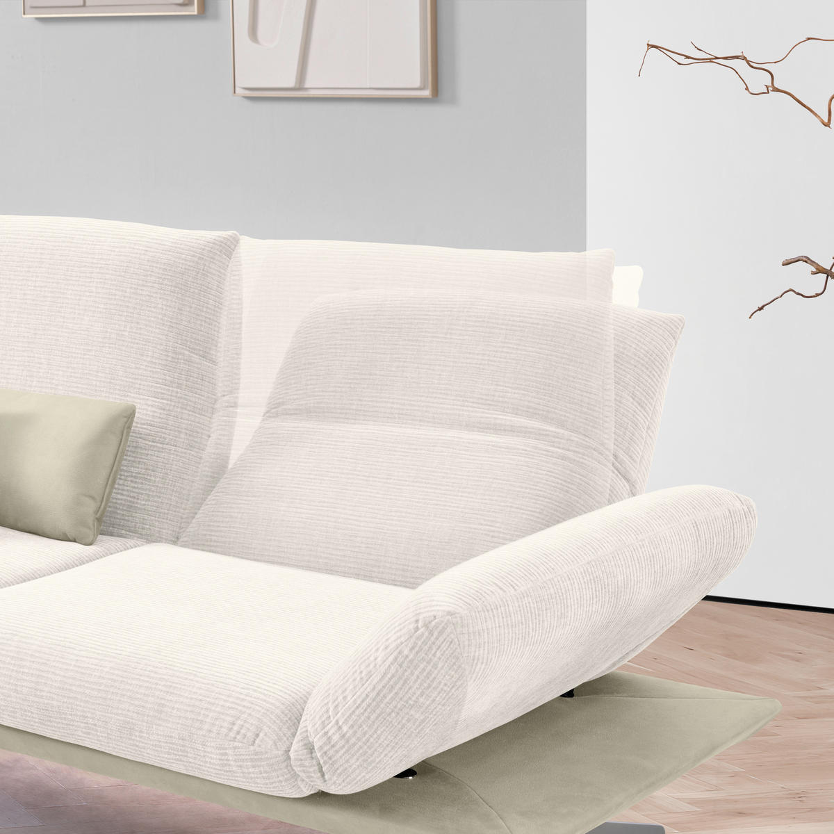 ECKSOFA in Flachgewebe Creme, Beige  209/277 cm  - Edelstahlfarben/Beige, Design, Textil/Metall (209/277cm) - Koinor