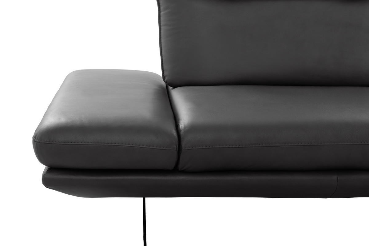 3-SITZER-SOFA 238/95/107 cm  in Echtleder Dunkelgrau   - Dunkelgrau/Schwarz, Design, Leder/Metall (238/95/107cm) - Celina Home