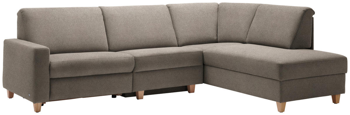 ECKSOFA in Flachgewebe Taupe  261/203 cm  - Taupe/Eichefarben, KONVENTIONELL, Holz/Textil (261/203cm) - Sedda