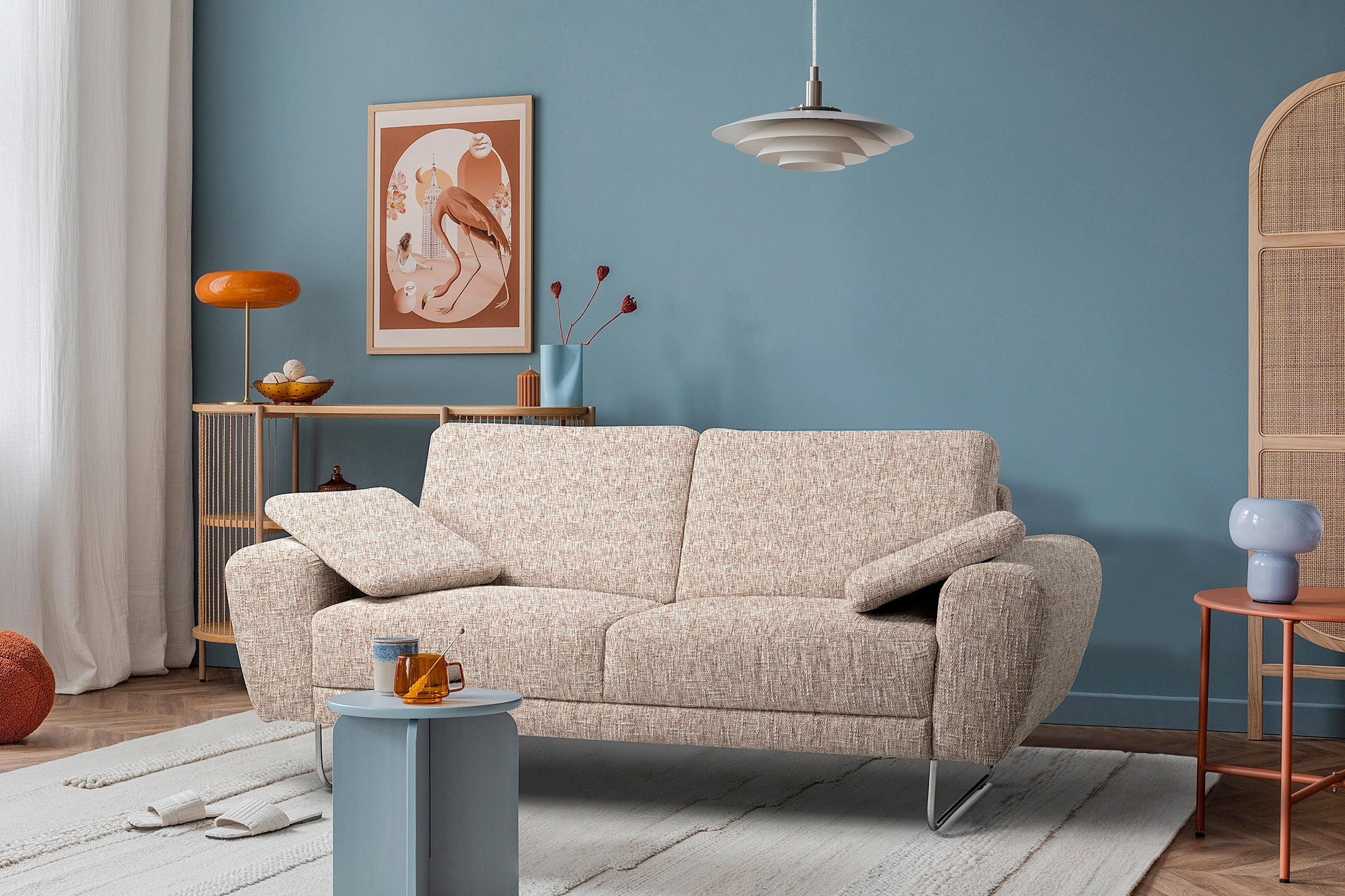 Livetastic 2-Sitzer-Sofa Spring Blau, Gelb, Rot, Weiß 157x85x92 cm
