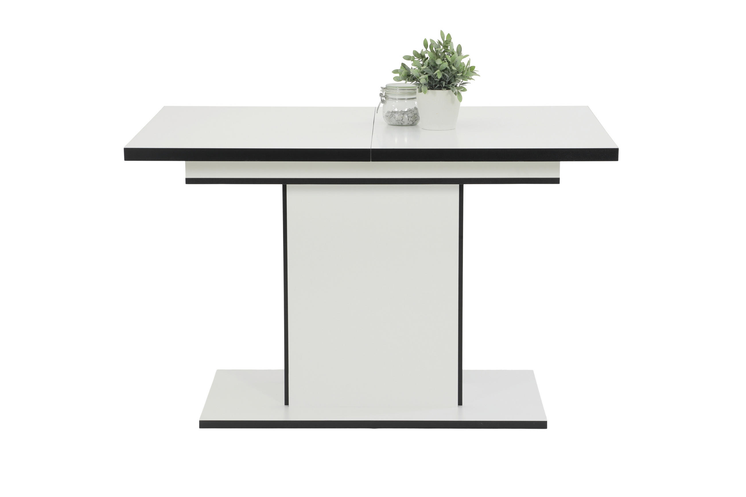 ESSTISCH 80/120-160/76 cm  Holzwerkstoff ausziehbar, schnell aufzubauende und stabile Arbeitsfläche rechteckig Schwarz, Weiß  - Schwarz/Weiß, MODERN, Holzwerkstoff (80/120-160/76cm) - P & B