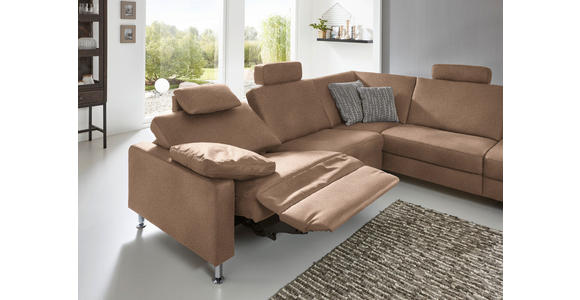 ECKSOFA in Mikrofaser Sandfarben 275/242 cm - Sandfarben/Alufarben, Design, Textil/Metall (275/242cm) - Dieter Knoll