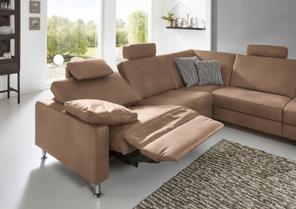 ECKSOFA in Mikrofaser Sandfarben  - Sandfarben/Alufarben, Design, Textil/Metall (275/242cm) - Dieter Knoll