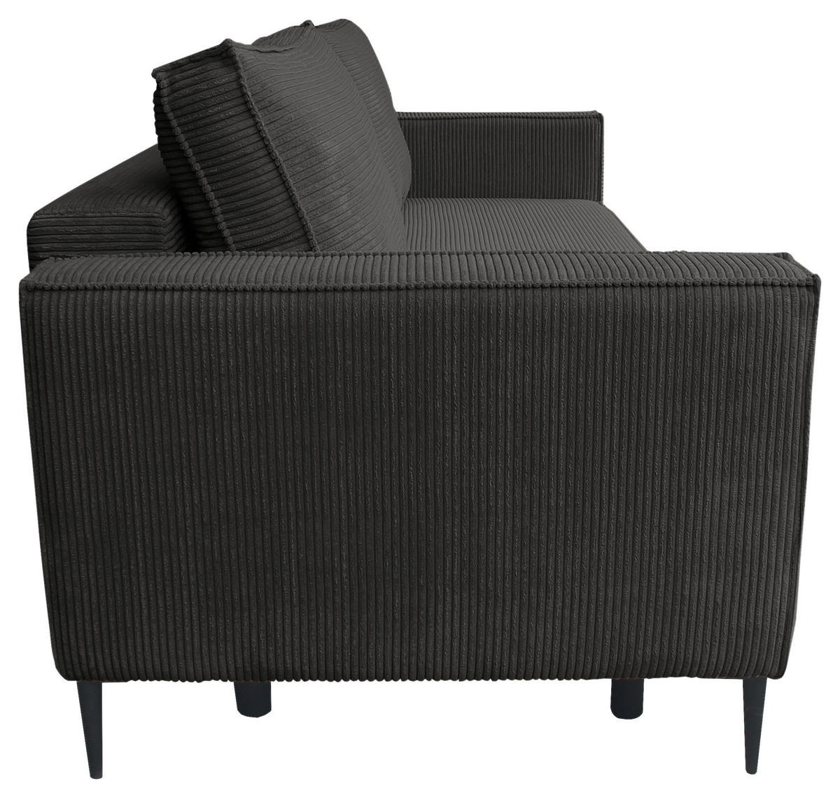 SCHLAFSOFA  mit Liegefunktion, Rücken echt, haustierfreundlicher Bezug Cord Graphitfarben  - Schwarz/Graphitfarben, KONVENTIONELL, Textil/Metall (222/93/98cm) - Carryhome