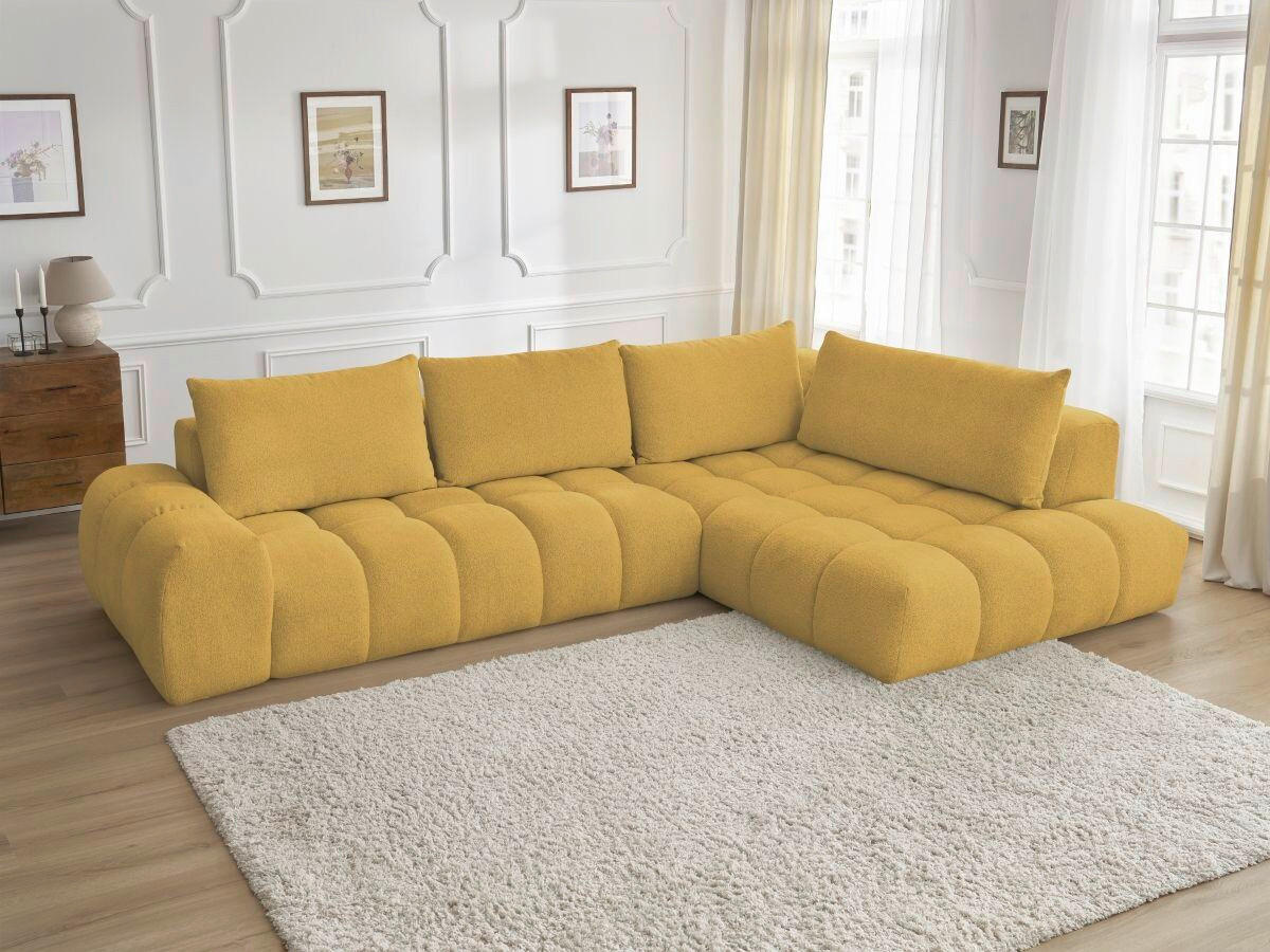 ECKSOFA Ottomane rechts  EVEREST Gelb Flachgewebe  - Gelb/Schwarz, MODERN, Kunststoff/Textil (352/210cm)