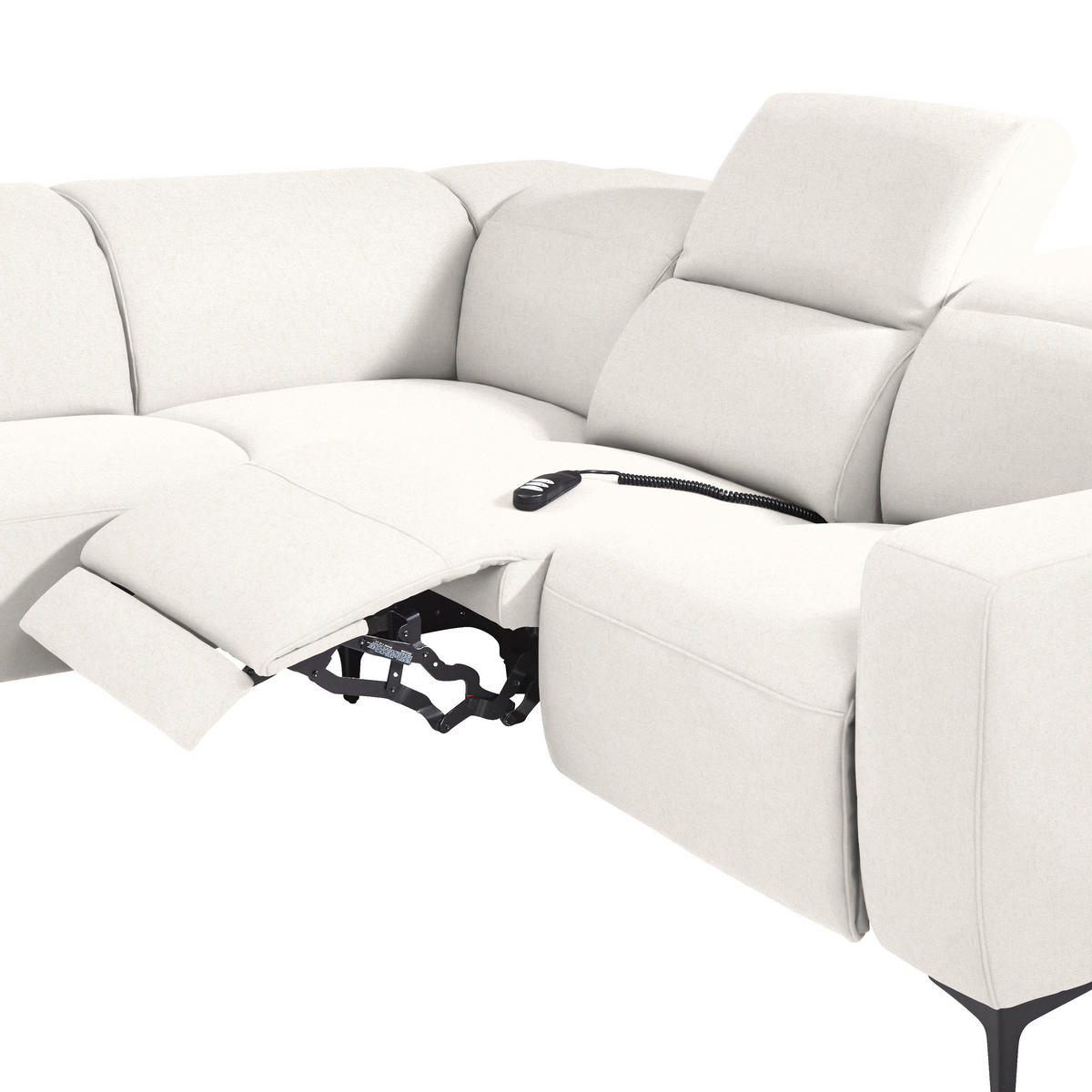ECKSOFA Beige Flachgewebe  - Beige/Schwarz, Design, Textil/Metall (238/290cm) - Pure Home Lifestyle