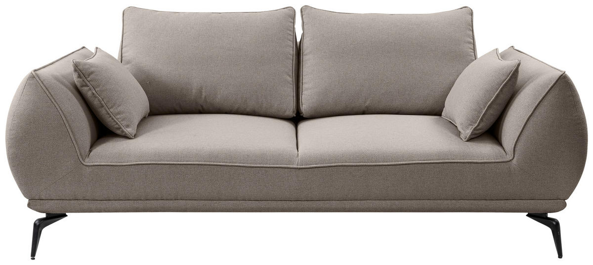 2-SITZER-SOFA Webstoff Hellbraun  - Hellbraun/Schwarz, Modern, Textil/Metall (208/86/118cm) - MID.YOU