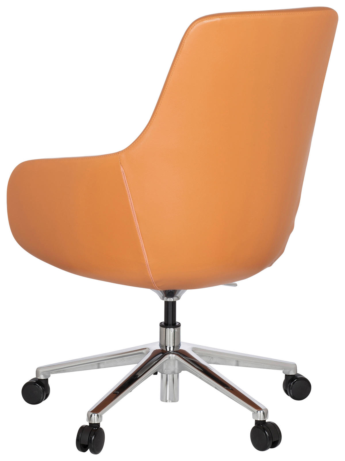 VRTLJIVI STOL tekstil, usnje oranžna  - barve aluminija/oranžna, Moderno, kovina/umetna masa (65/104/54cm) - MID.YOU