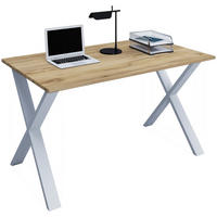 SCHREIBTISCH 140/50/76 cm Silberfarben, Honigeiche  - Honigeiche/Silberfarben, Design, Holzwerkstoff/Metall (140/50/76cm) - MID.YOU