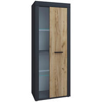 VITRINA 60/159/35 cm   - hrast medunac/crna, Design, staklo/drvni materijal (60/159/35cm) - MID.YOU