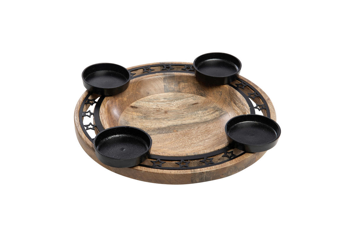 ADVENTSKRANZ  - Naturfarben, Basics, Holz/Metall (30/7cm) - X-Mas
