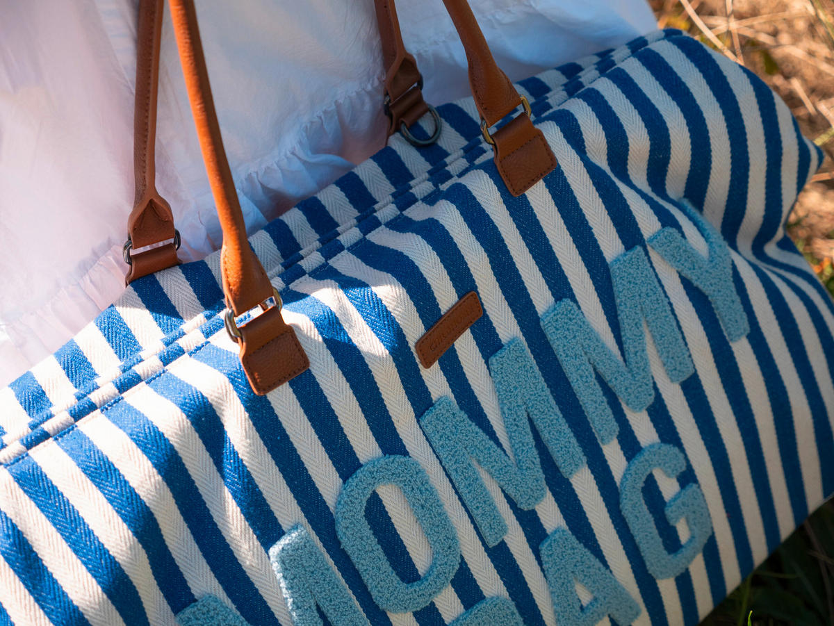 WICKELTASCHE Mommy Bag Blaue Streifen  - Weiß/Grau, KONVENTIONELL, Kunststoff/Textil (55/30/40cm) - Childhome