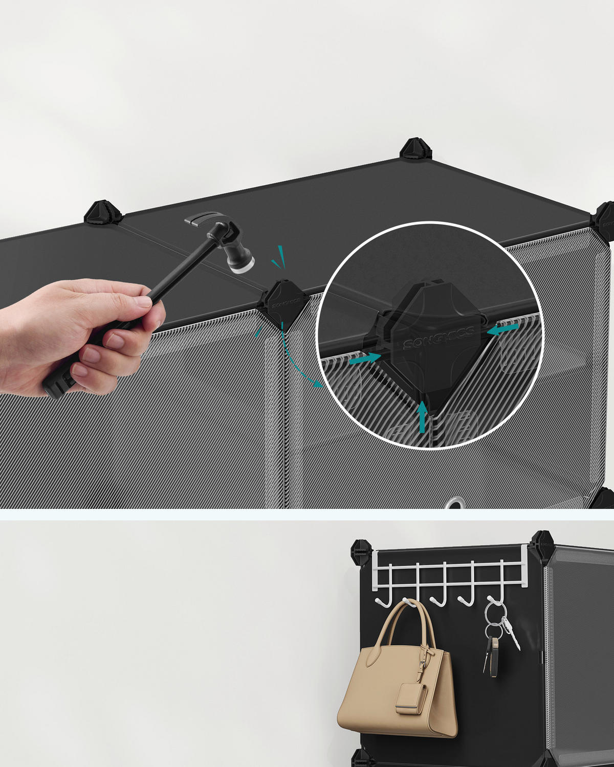 REGÁL NA TOPÁNKY, čierna, 83/156/32 cm - priehľadné/čierna, Basics, kov/plast (83/156/32cm)