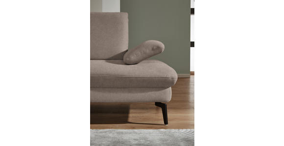 ECKSOFA in Chenille, Mikrofaser Greige 157/299 cm - Greige/Schwarz, Design, Textil/Metall (157/299cm) - Dieter Knoll