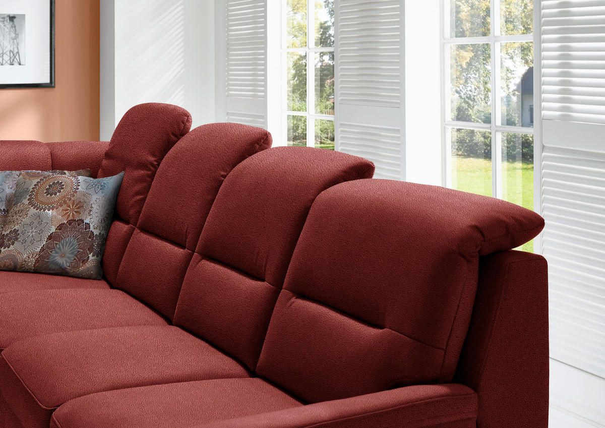 ECKSOFA in Mikrofaser Rot  - Rot/Schwarz, Konventionell, Holz/Textil (245/303cm) - Beldomo Comfort