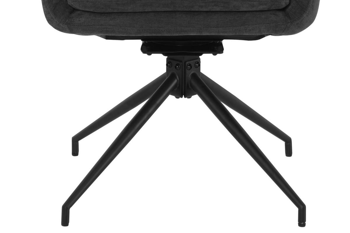 ARMLEHNSTUHL  Sitzfläche 180° drehbar, automatische Rückholfunktion Chenille  Schwarz, Dunkelgrau  - Dunkelgrau/Schwarz, MODERN, Textil/Metall (57.5/82/65cm) - Livetastic