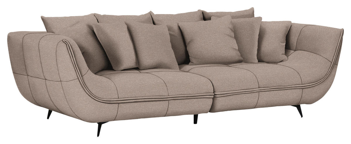 BIGSOFA Flachgewebe Hellbraun  - Hellbraun/Schwarz, Design, Textil/Metall (275/80/123cm) - Lomoco