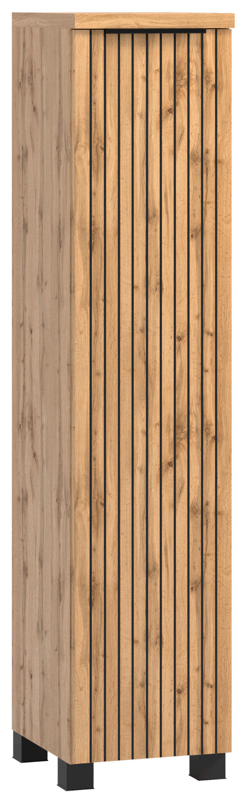 MIDISCHRANK 30/130/35 cm - Eiche Wotan/Schwarz, Modern, Holzwerkstoff/Kunststoff (30/130/35cm) - Held